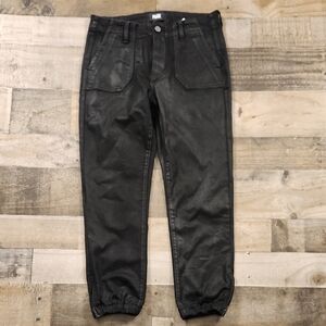 PAIGE Mayslie‎ Mid Rise Coated Denim Jogger Womens 28 Black